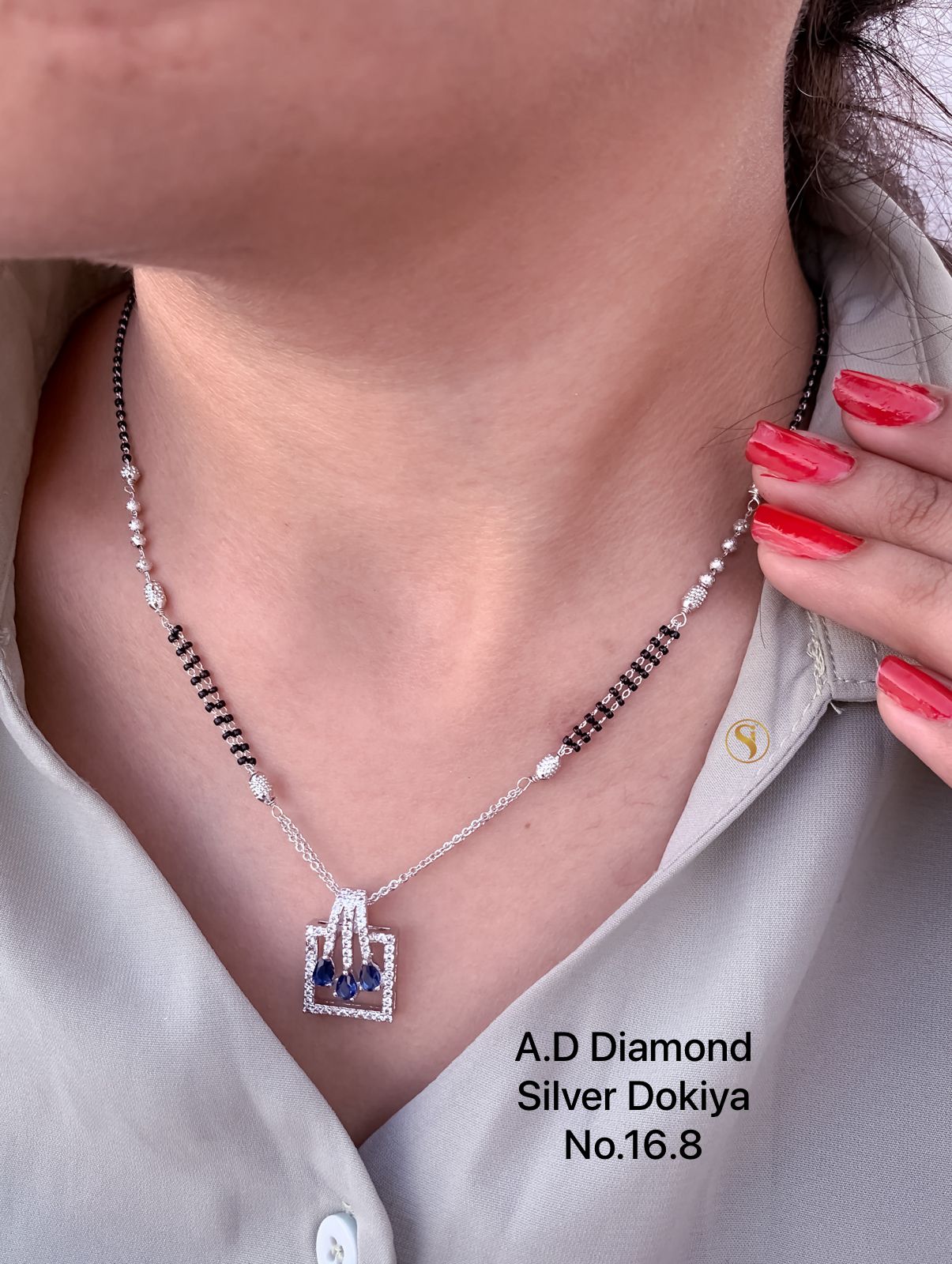 AD Diamond Fancy Rose Gold And Silver Dokiya Mangalsutra 7 Wholesale shop In Surat
